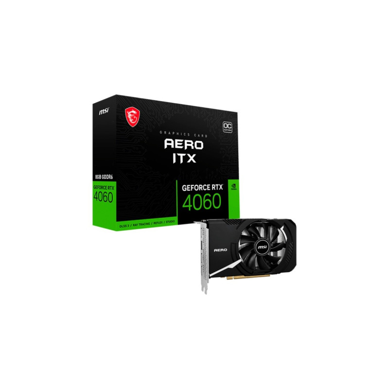 MSI GeForce RTX 4060 AERO ITX 8G OC, Grafikkarte(DLSS 3, 3x DisplayPort, 1x HDMI 2.1)