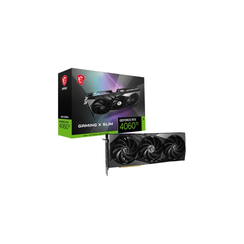 MSI GeForce RTX 4060 Ti GAMING X SLIM 8G, Grafikkarte(schwarz, DLSS 3, 3x DisplayPort, 1x HDMI)