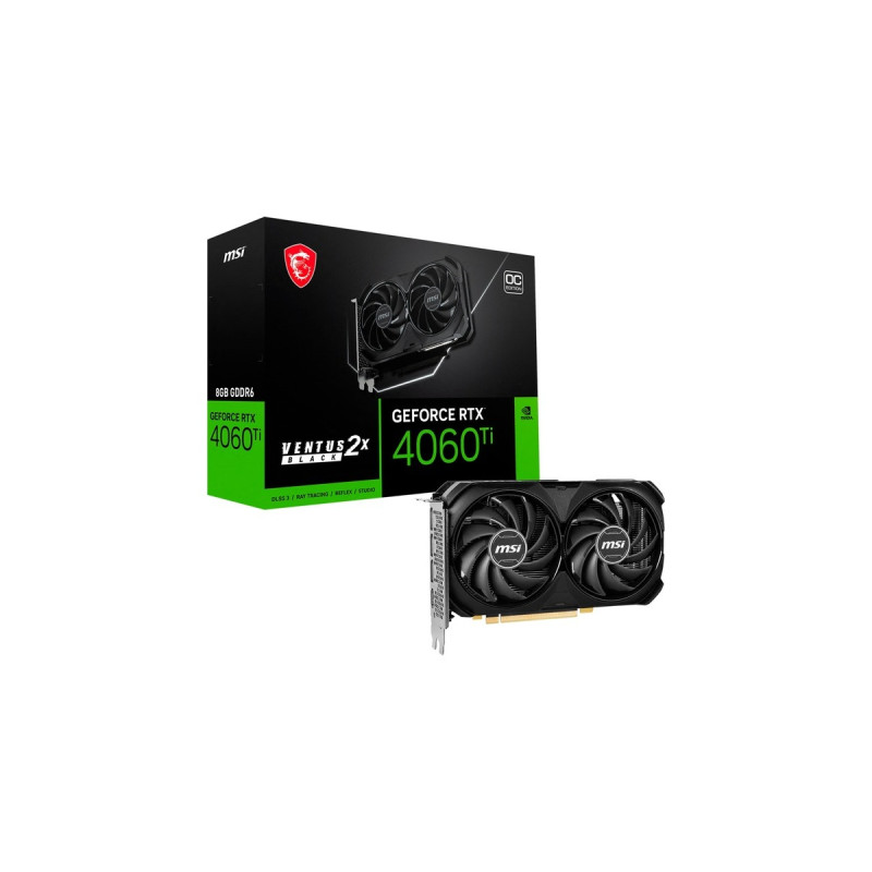 MSI GeForce RTX 4060 Ti VENTUS 2X BLACK 8G OC, Grafikkarte(DLSS 3, 3x DisplayPort, 1x HDMI 2.1)