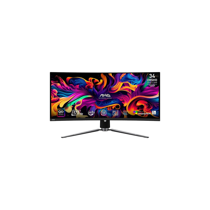 MSI MAG 341CQPDE QD-OLED, Gaming-Monitor(86.8 cm (34.2 Zoll), schwarz, UWQHD, QD-OLED, Curved, Adaptive-Sync, HDR, 175Hz Panel)