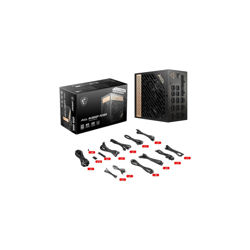 MSI MEG Ai1300P PCIE5 1300W, PC-Netzteil(schwarz, 9x PCIe, Kabel-Management, 1300 Watt)
