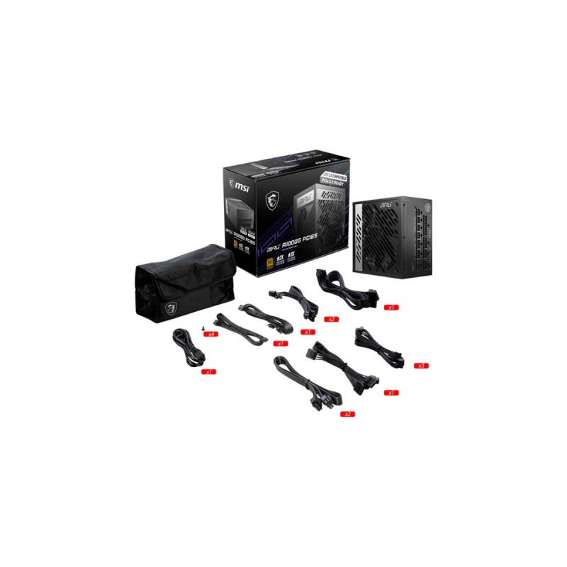 MSI MPG A1000G PCIE5 1000W, PC-Netzteil(schwarz, 7x PCIe, Kabel-Management, 1000 Watt)