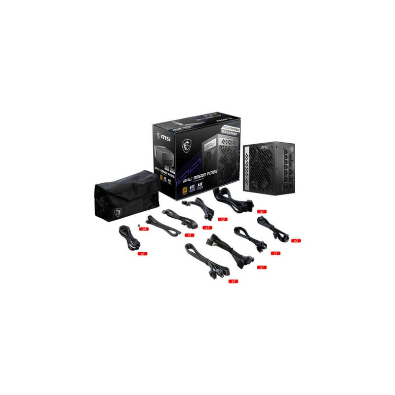 MSI MPG A850G PCIE5 850W, PC-Netzteil(schwarz, 7x PCIe, Kabel-Management, 850 Watt)