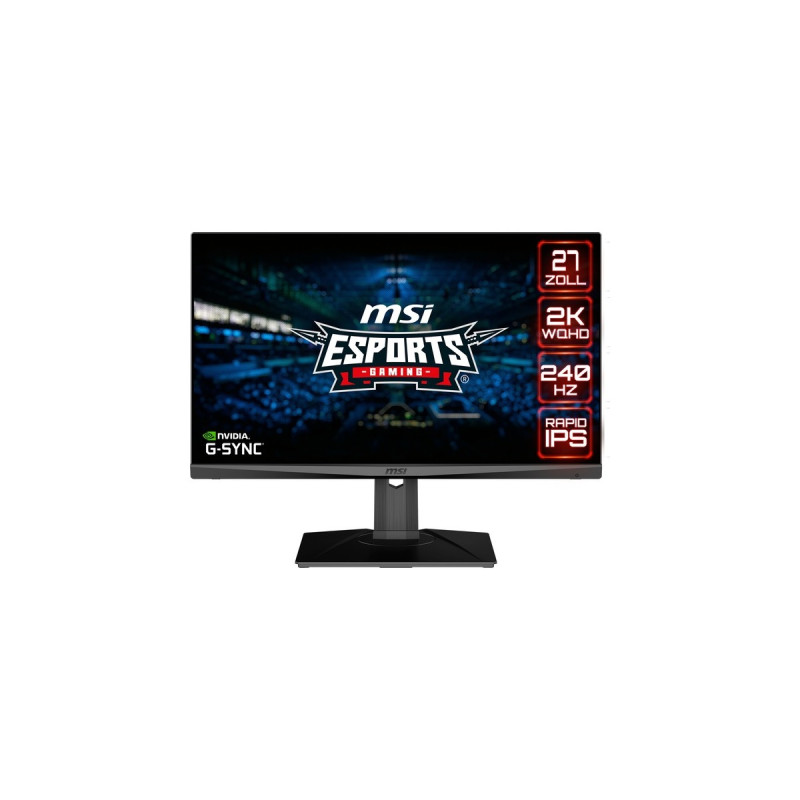 MSI Optix MAG274QRXDE, Gaming-Monitor(69 cm (27 Zoll), schwarz, WQHD, HDR, G-Sync kompatibel, IPS, 240Hz Panel, Outlet)