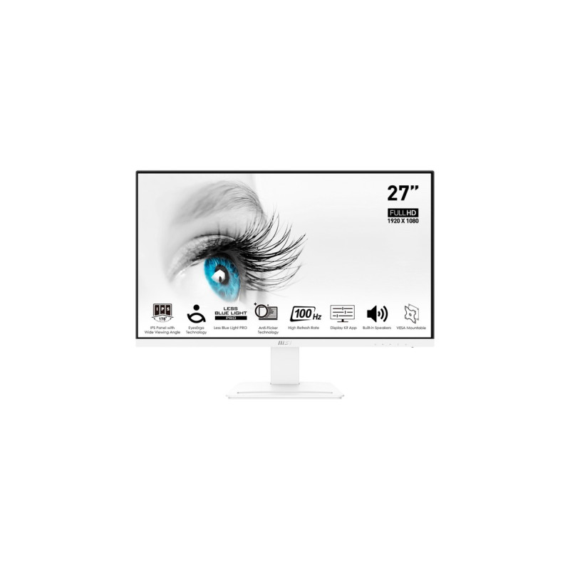 MSI PRO MP273AWDE, LED-Monitor(69 cm (27 Zoll), weiß, FullHD, IPS, Eye-Q Check, 100Hz Panel)