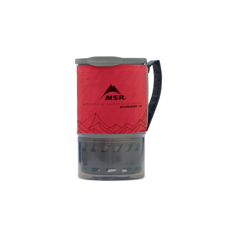 MSR WindBurner Personal Stove System 1L Red, Gaskocher(grau/rot, für 1 Person, 5-teiliges Kochset, Modell 2021)
