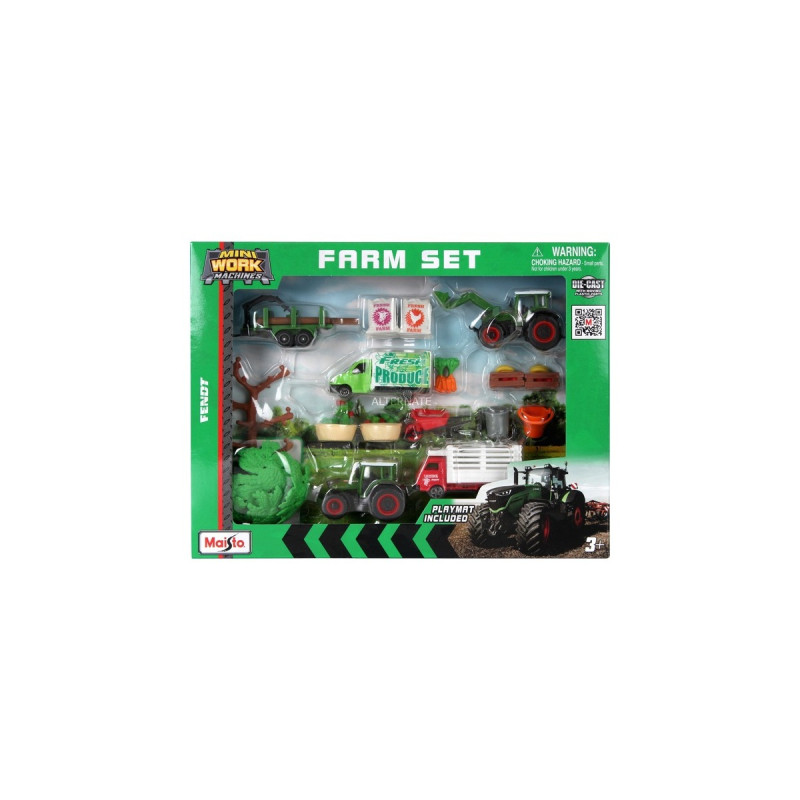 Maisto Mini Work Machines Fendt Super Farm Play-Set, Modellfahrzeug(mit Spielmatte)