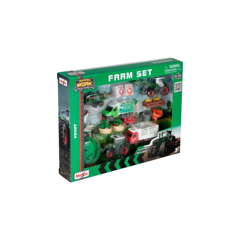 Maisto Mini Work Machines Fendt Super Farm Play-Set, Modellfahrzeug(mit Spielmatte)