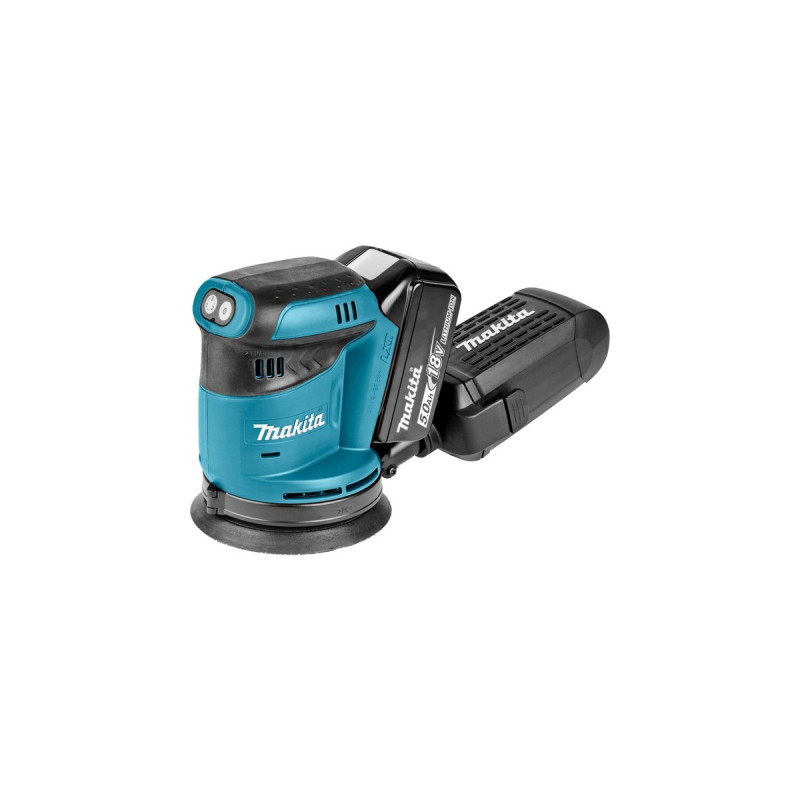 Makita Akku-Exzenterschleifer DBO180RTJ, 18Volt(blau/schwarz, 2x Li-Ionen-Akku 5,0Ah, im MAKPAC Gr.2)