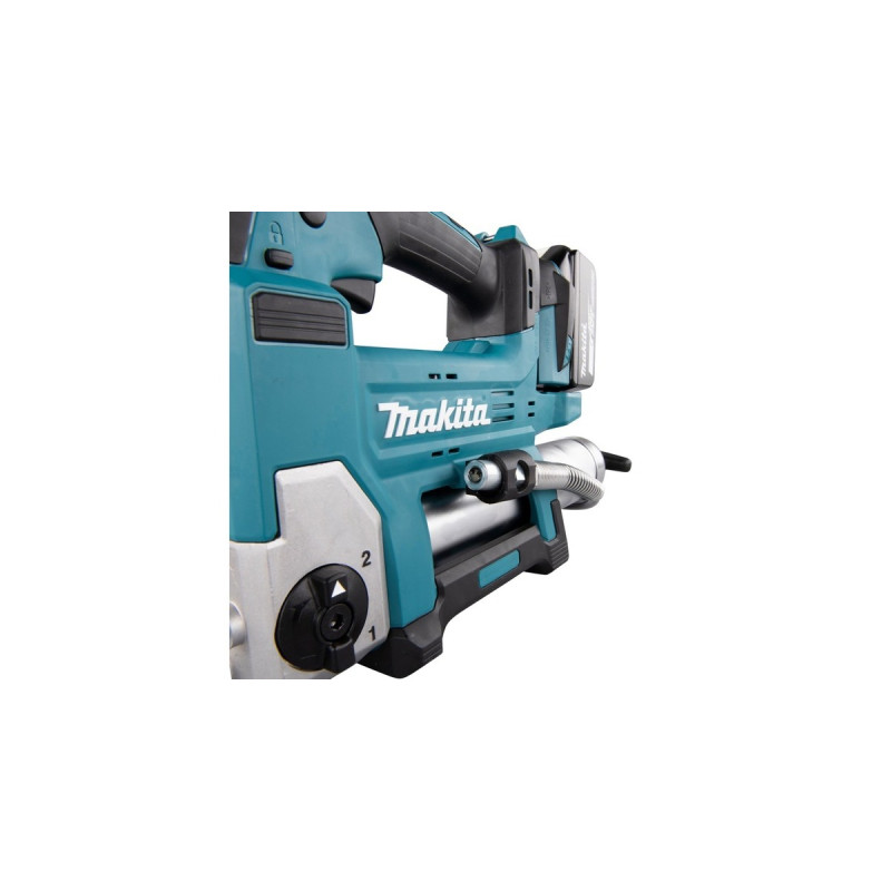 Makita Akku-Fettpresse DGP180RT, 18Volt, inkl. Zylinder A, Kartuschenpistole(blau/schwarz, Li-Ion-Akku 5,0Ah)