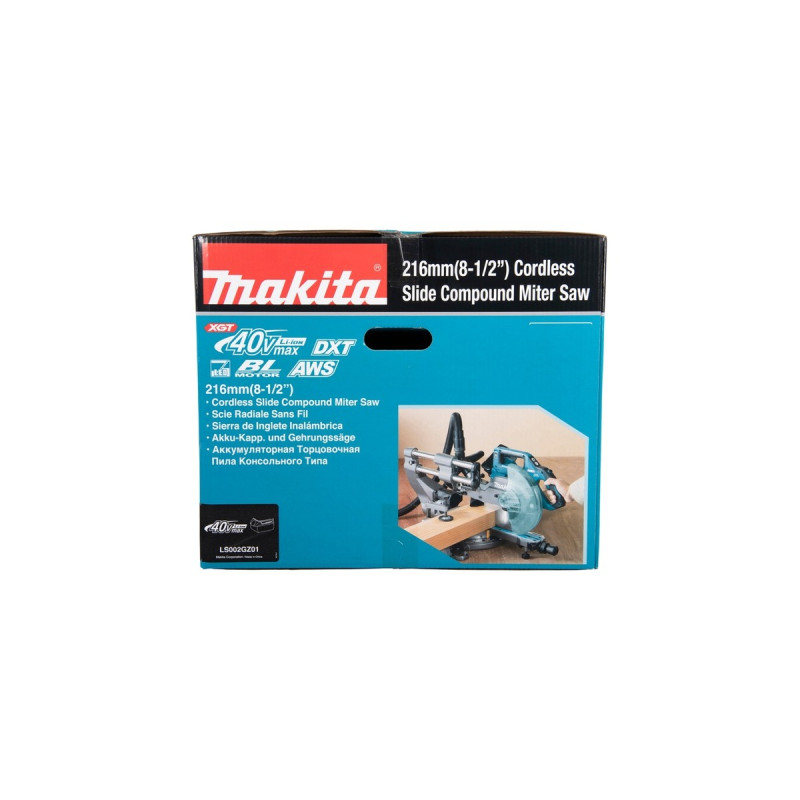 Makita Akku-Kapp-und Gehrungssäge LS002GZ01 XGT, 40Volt + Funk Adapter(blau, Bluetooth, ohne Akku und Ladegerät)