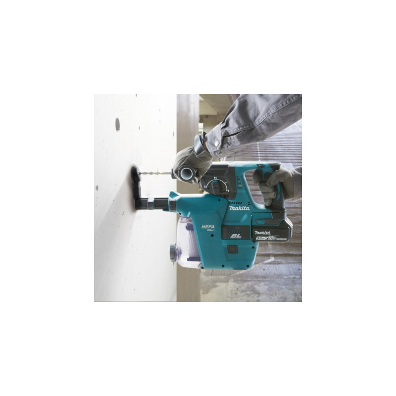 Makita Akku-Kombihammer DHR243RTJW, 18Volt, Bohrhammer(blau/schwarz, 2x Li-Ion-Akku 5,0 Ah, Staubabsaugung DX07, in MAKPAC Gr.4)