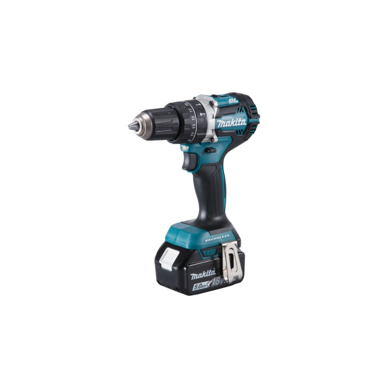Makita Akku-Schlagbohrschrauber DHP484RTJ, 18Volt(blau/schwarz, 2x Li-Ionen-Akku 5,0Ah, im MAKPAC Gr.2)