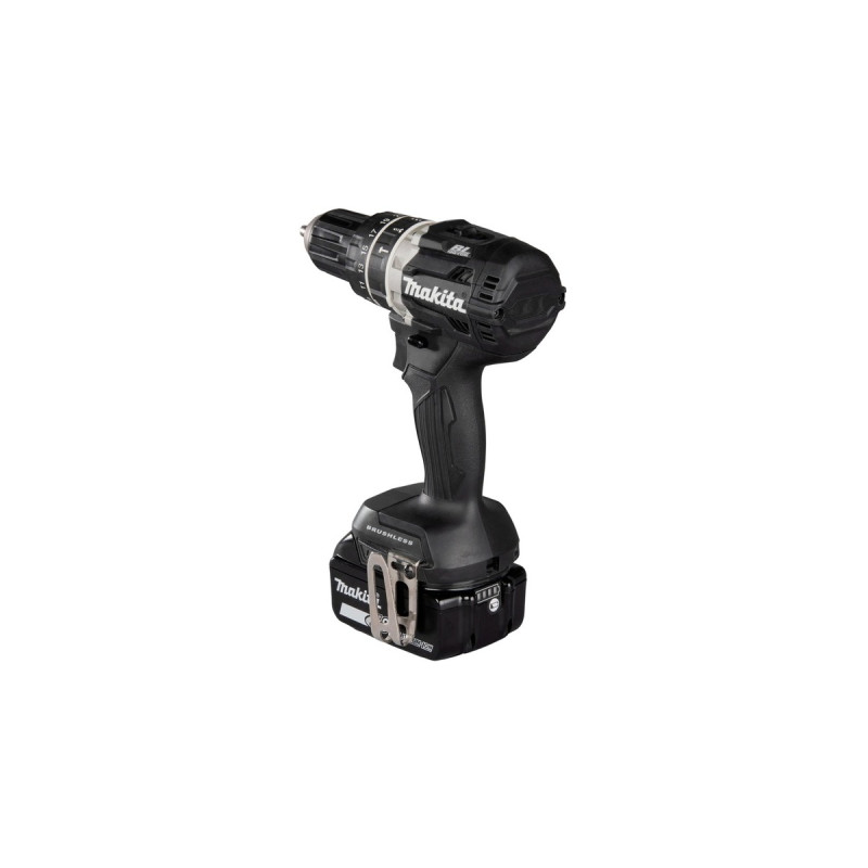 Makita Akku-Schlagbohrschrauber DHP484T4JB, 18 Volt, Sonderfarbe(schwarz, 4x Li-Ionen Akku 5,0Ah, MAKPAC Gr.2)