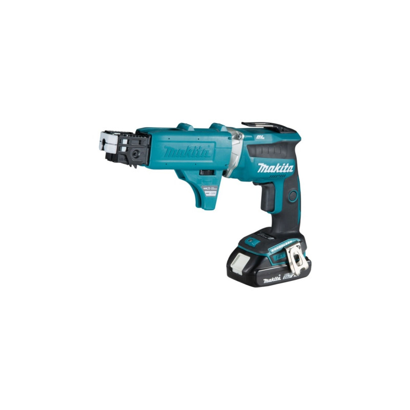 Makita Akku-Schnellbauschrauber DFS452AJX2, 18Volt(blau/schwarz, 2x Li-Ionen Akku 2,0Ah, inkl. Magazinvorsatz)
