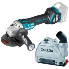 Makita Akku-Winkelschleifer DGA514ZJU1 + Absaughaube, 18Volt(blau/schwarz, ohne Akku und Ladegerät, inkl. Funkadapter)
