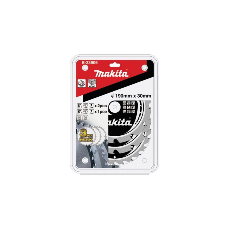 Makita Kreissägeblatt-Satz MAKFORCE B-33906, Ø 190mm, 12Z / 24Z(3-teilig, Bohrung 30mm)