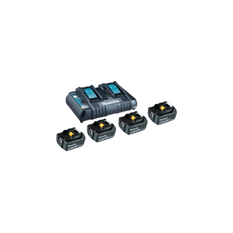 Makita Power Source Kit 18V 5Ah, Set(schwarz, 4x Akku BL1850B, 1x Ladegerät DC18RD)