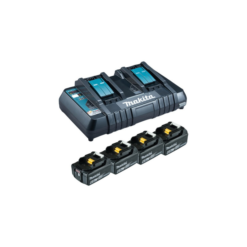 Makita Power Source Kit 18V 6Ah, Set(schwarz, 4x Akku BL1860B, 1x Ladegerät DC18RD)