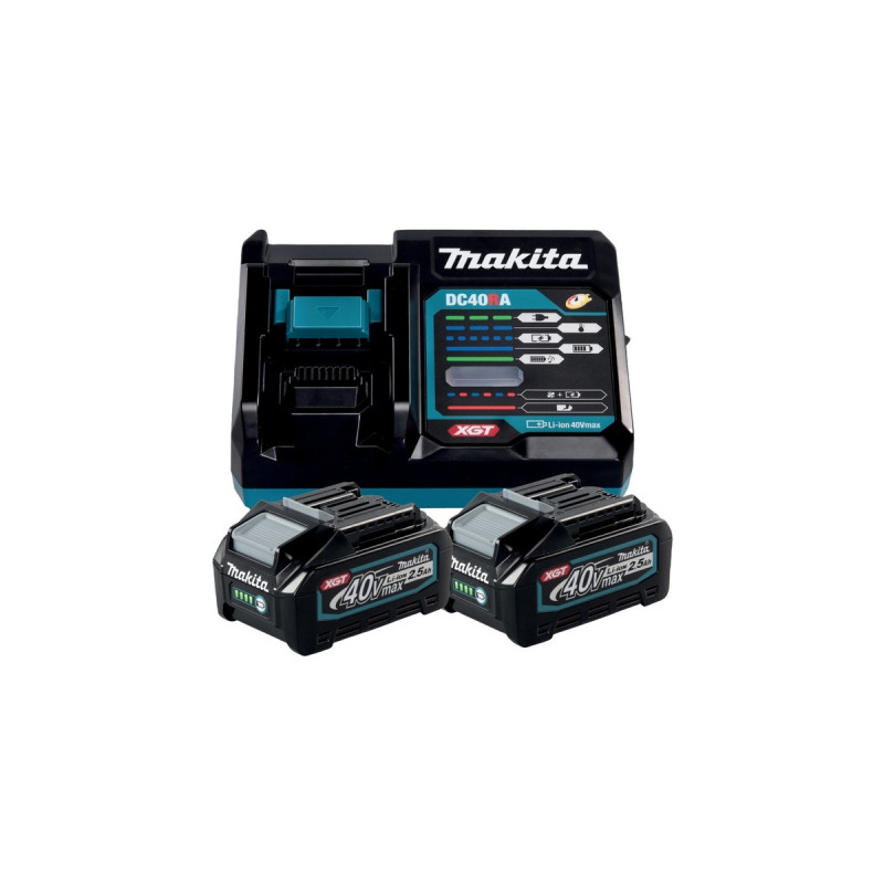 Makita Power Source Kit Li 40V 2,5Ah, Ladegerät(schwarz/blau, 2x Akku BL4025, 1x Schnellladegerät DC40RA)
