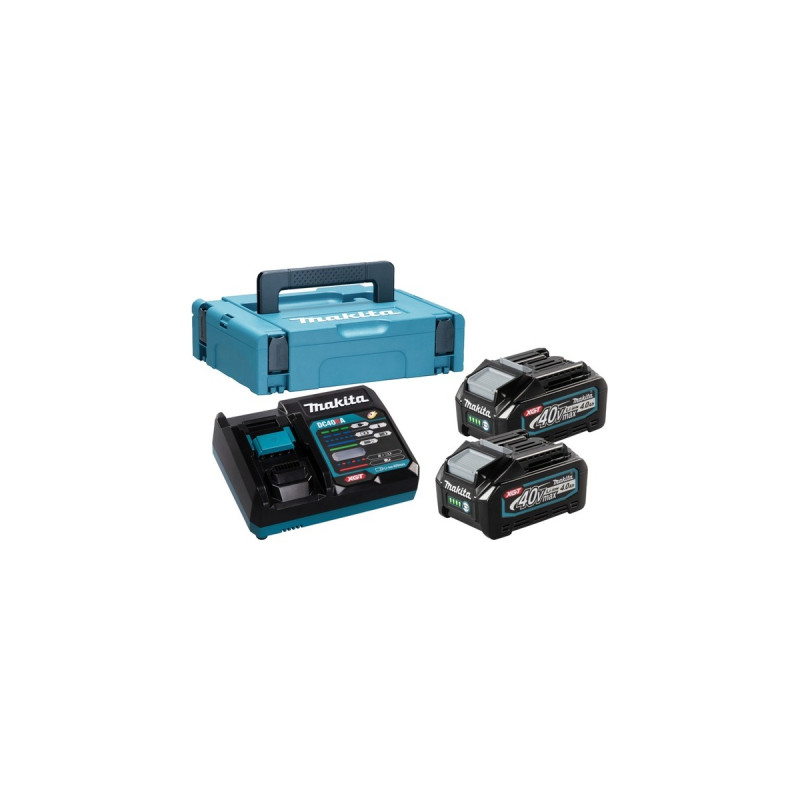 Makita Power Source Kit Li 40V 4Ah, Ladegerät(schwarz/blau, 2x Akku BL4025, 1x Schnellladegerät DC40RA, MAKPAC Gr.1)