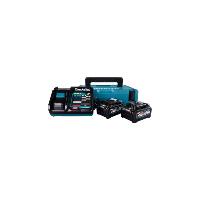 Makita Power Source Kit Li 40V 4Ah, Ladegerät(schwarz/blau, 2x Akku BL4025, 1x Schnellladegerät DC40RA, MAKPAC Gr.1)