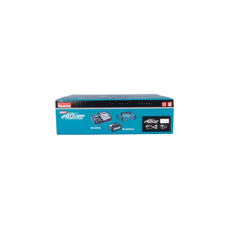Makita Power Source Kit Li 40V 4Ah, Ladegerät(schwarz/blau, 2x Akku BL4025, 1x Schnellladegerät DC40RA, MAKPAC Gr.1)