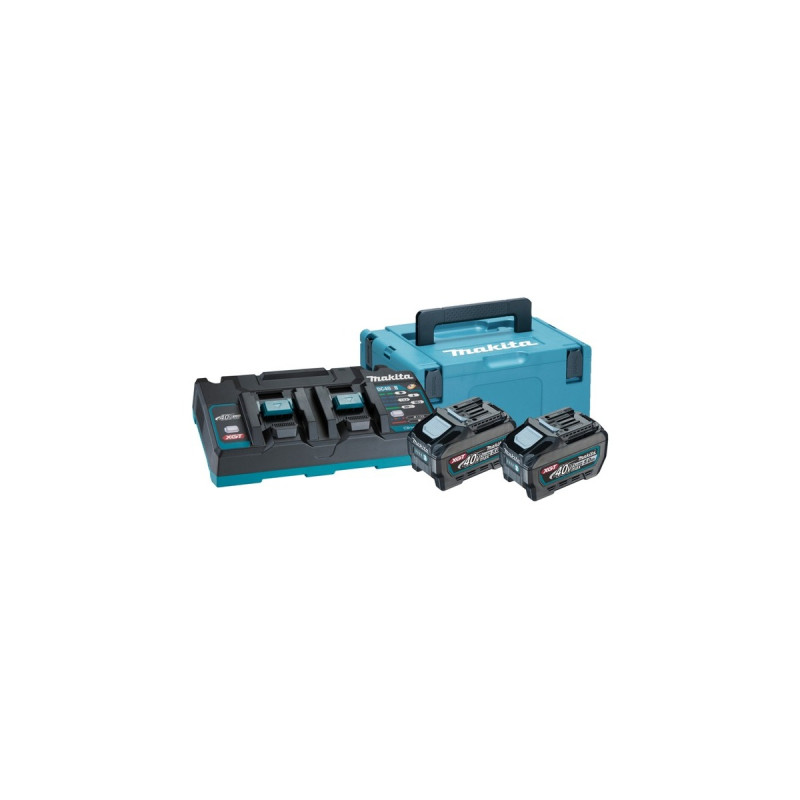 Makita Power Source Kit Li 40V max., Set(schwarz/blau, 2x Akku BL4050F, 1x Schnellladegerät DC40RB)