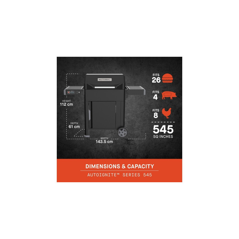 Masterbuilt Autoignite Series 545 digitaler Holzkohlegrill + Smoker(schwarz, WiFi-Steuerung)