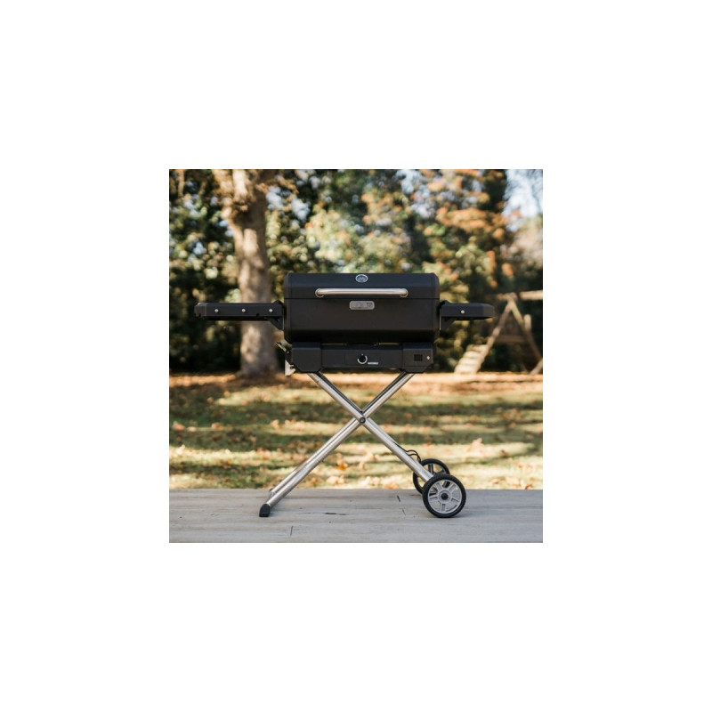 Masterbuilt Tragbarer Holzkohlegrill und Smoker(schwarz, mit Scherenwagen)