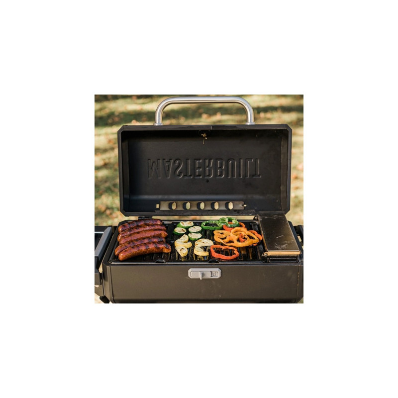 Masterbuilt Tragbarer Holzkohlegrill und Smoker(schwarz, mit Scherenwagen)