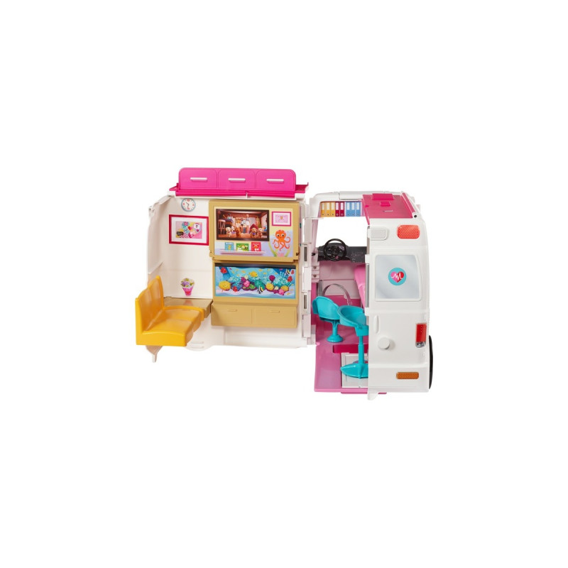 Mattel Barbie 2-in-1 Krankenwagen Spielset (mit Licht & Geräuschen), Spielfahrzeug