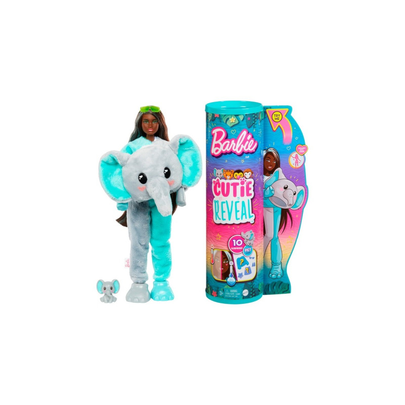 Mattel Barbie Cutie Reveal Dschungel Serie - Elefant, Puppe
