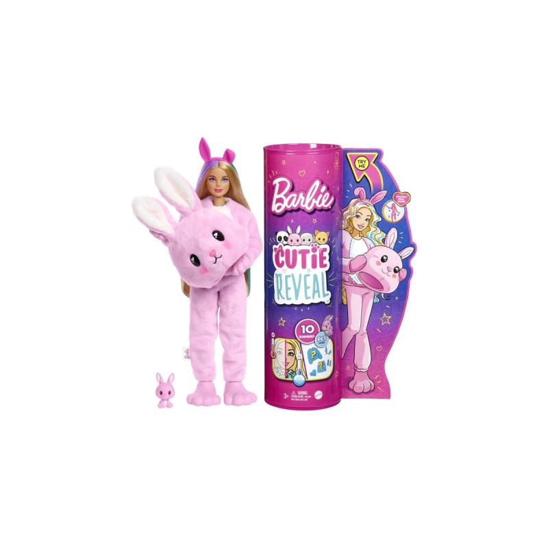 Mattel Barbie Cutie Reveal Puppe mit Hasen-Plüschkostüm und 10 Überraschungen