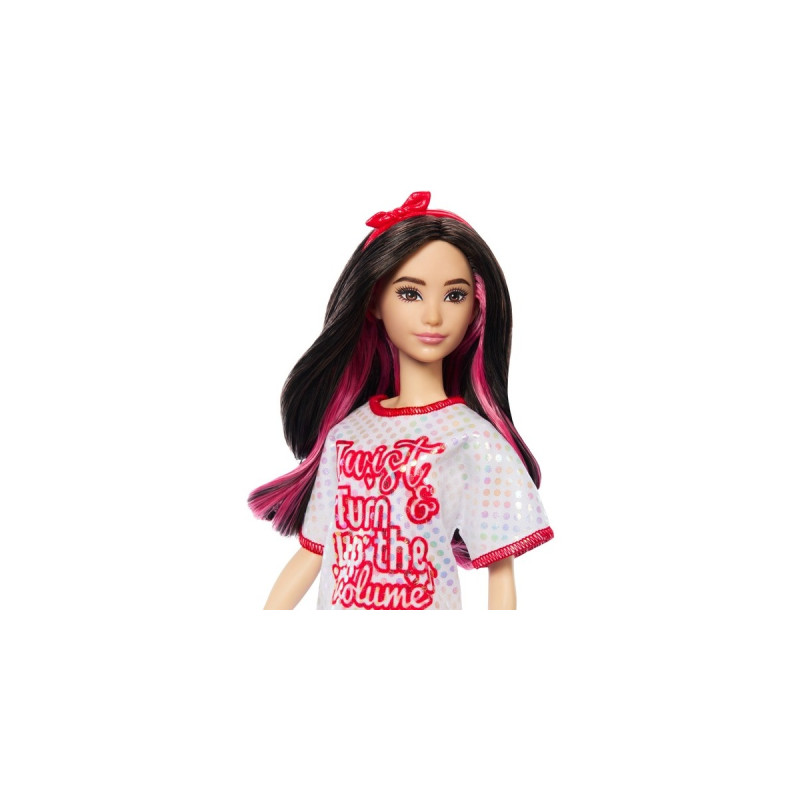 Mattel Barbie Fashionistas-Puppe mit weißem T-Shirt-Kleid