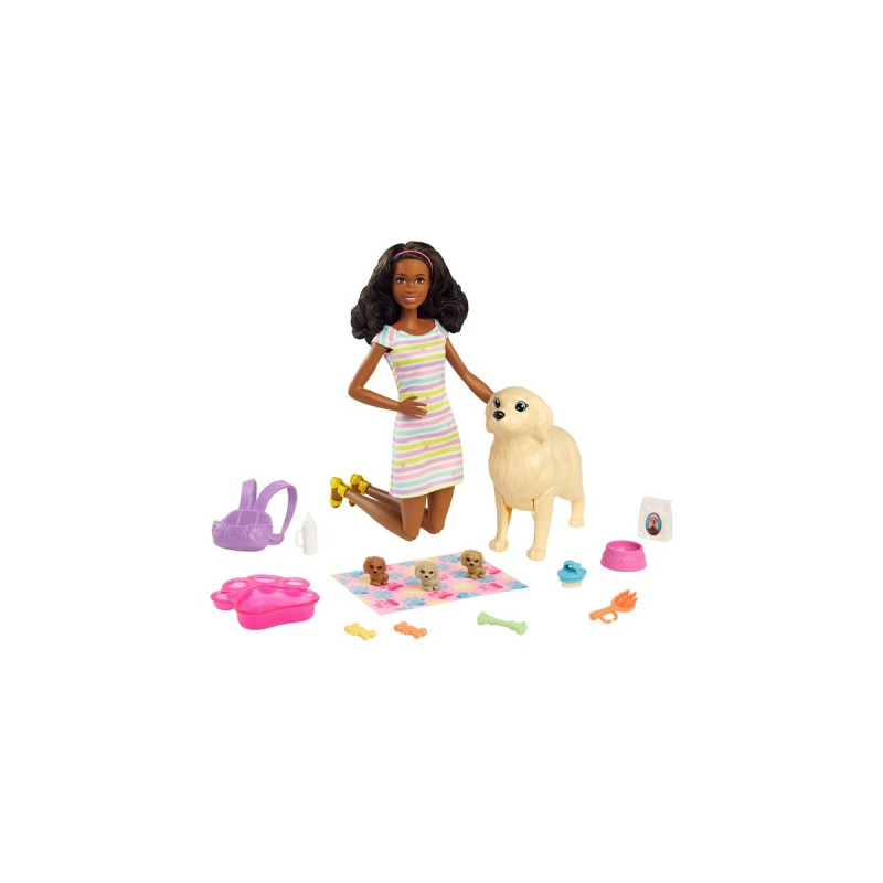 Mattel Barbie Puppe (brünett) mit Hund und Welpen