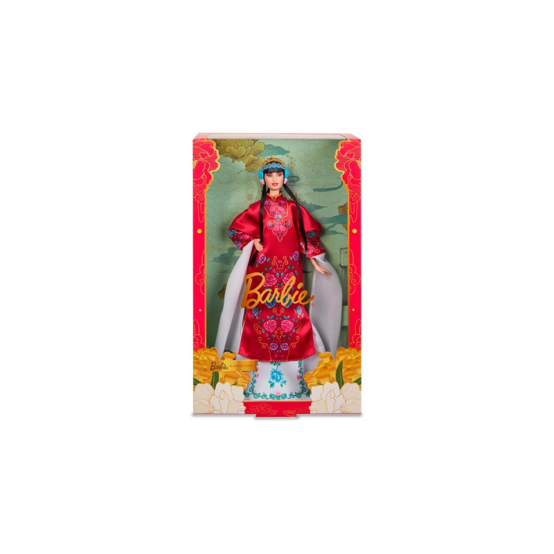 Mattel Barbie Signature Mond-Neujahr Puppe mit roter Blumen-Robe