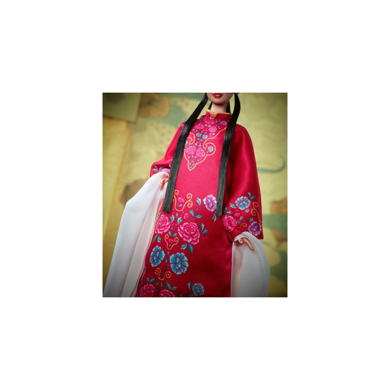 Mattel Barbie Signature Mond-Neujahr Puppe mit roter Blumen-Robe