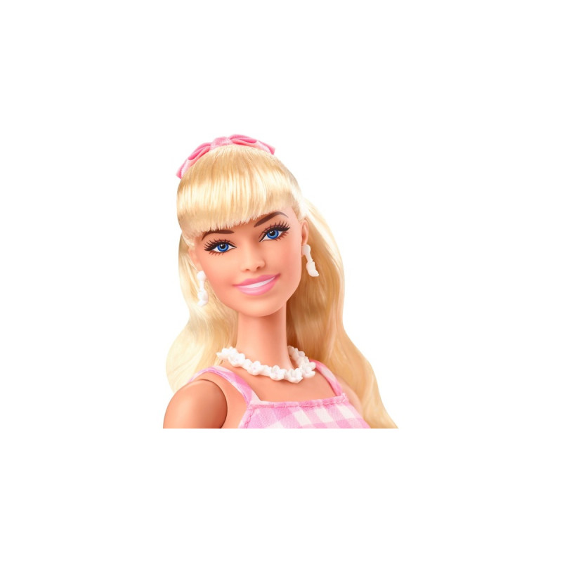 Mattel Barbie Signature The Movie - Margot Robbie als Barbie Puppe zum Film im rosa-weißen Karo-Kleid, Spielfigur