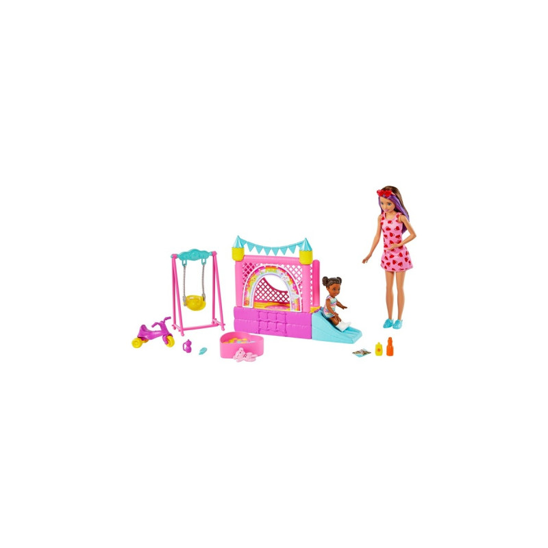 Mattel Barbie Skipper Babysitters Inc. Hüpfburg mit Skipper, Kleinkind und Zubehör, Kulisse