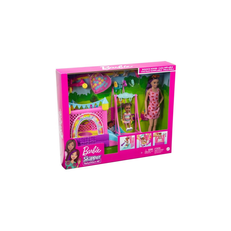 Mattel Barbie Skipper Babysitters Inc. Hüpfburg mit Skipper, Kleinkind und Zubehör, Kulisse