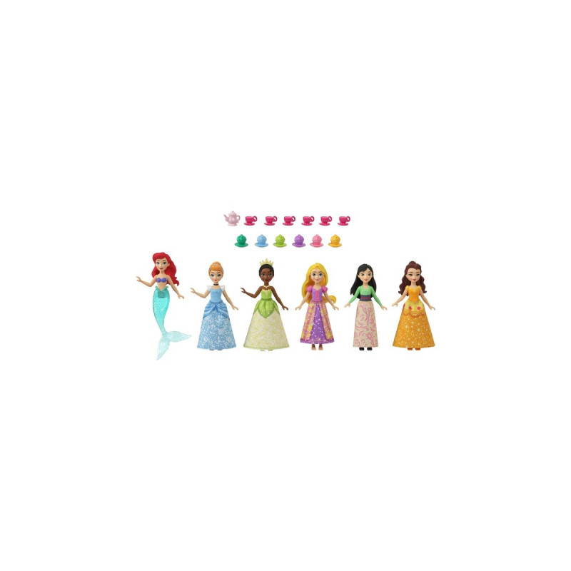 Mattel Disney Prinzessin Small Dolls Teeparty 6er-Pack, Spielfigur