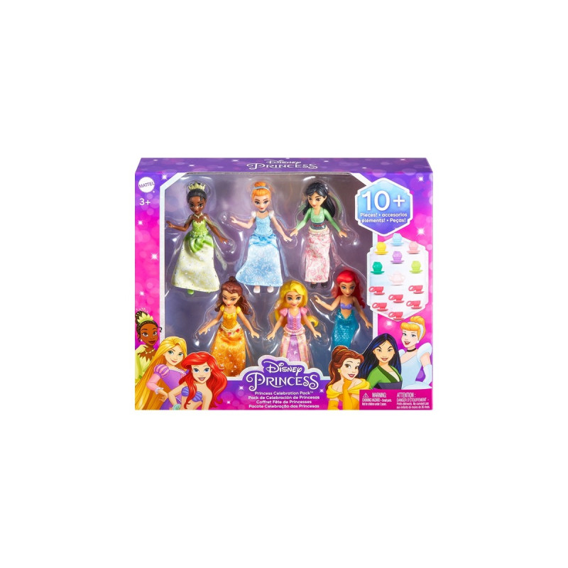 Mattel Disney Prinzessin Small Dolls Teeparty 6er-Pack, Spielfigur