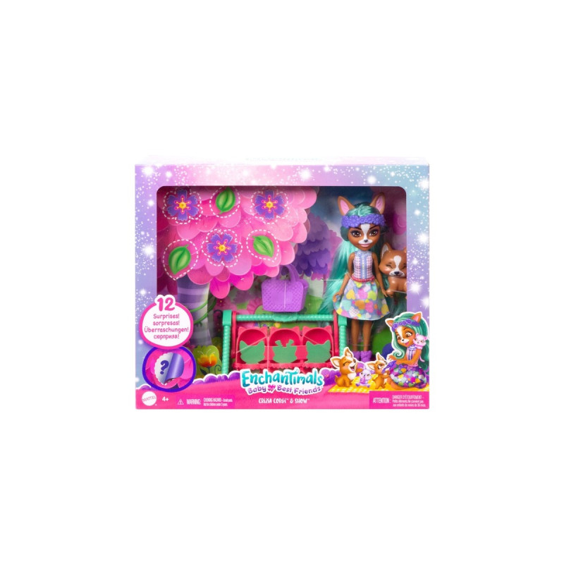 Mattel Enchantimals Baby Tierfreunde Crizia Corgi & Show, Puppe