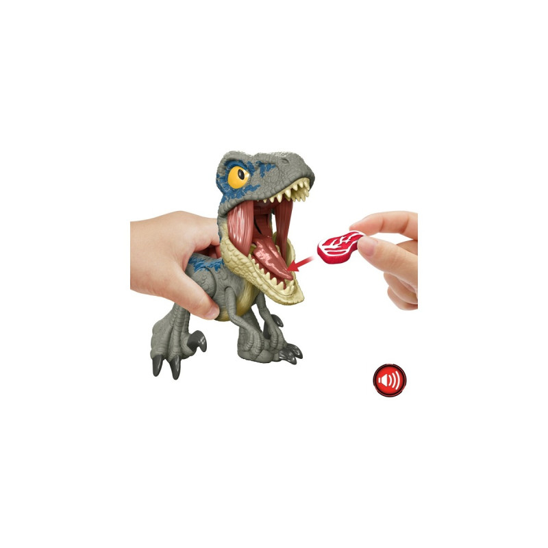 Mattel Jurassic World Mega Roar Velociraptor Blue, Spielfigur