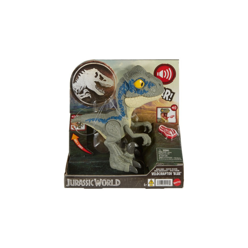 Mattel Jurassic World Mega Roar Velociraptor Blue, Spielfigur