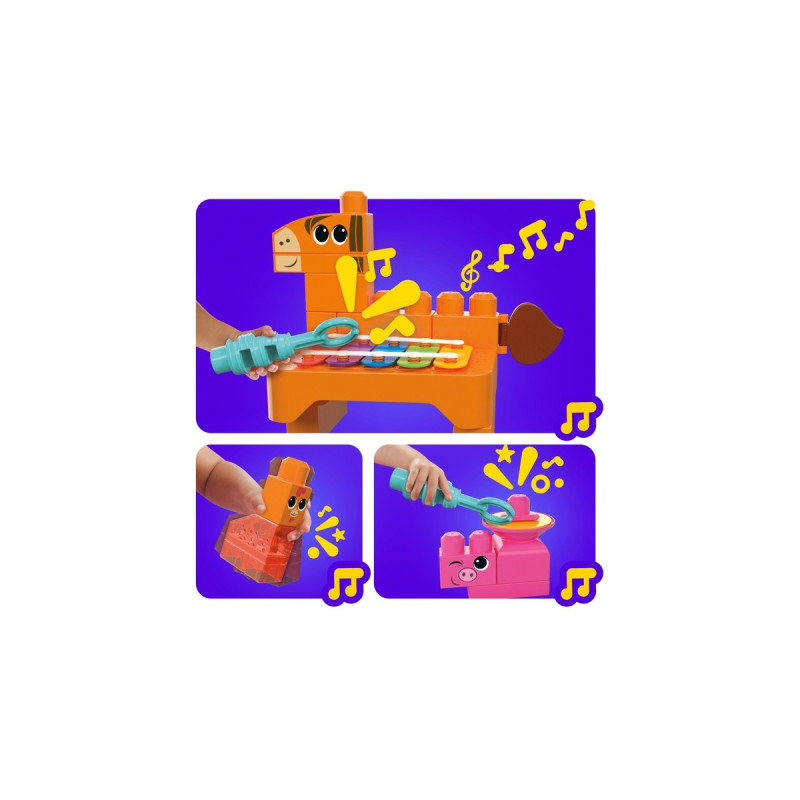 Mattel MEGA BLOKS Musikspaß Bauernhoftiere, Konstruktionsspielzeug