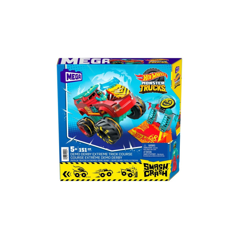 Mattel MEGA Hot Wheels Monster Trucks Demo Derby Extreme-Stunt Set, Konstruktionsspielzeug
