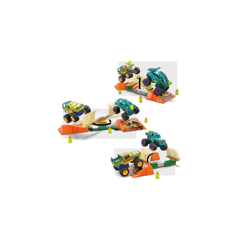 Mattel MEGA Hot Wheels Monster Trucks Mega-Wrex Knochen Crash Stuntbahn, Konstruktionsspielzeug