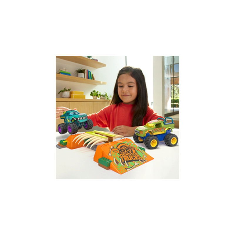 Mattel MEGA Hot Wheels Monster Trucks Mega-Wrex Knochen Crash Stuntbahn, Konstruktionsspielzeug